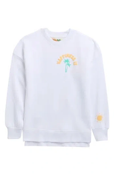 Vintage Havana Kids'  Happiness Oversized Crewneck Sweatshirt In White