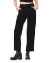 Vintage Havana High Waisted Velvet Trousers In Black In Black