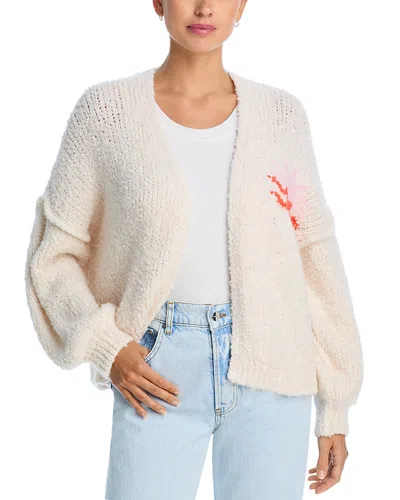Vintage Havana Jacquard Back Detail Cardigan In Ecru