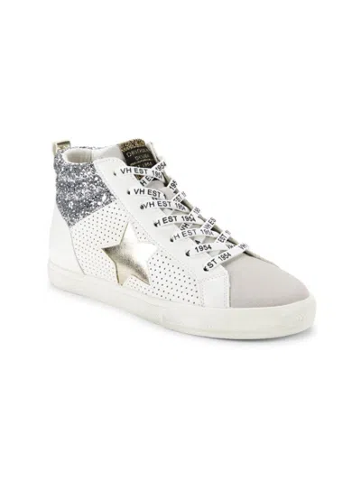 Vintage Havana Babies' Kid's Andrea Glitter Perforated Sneakers In White Glitter