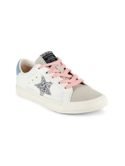 Vintage Havana Kid's Blair Glitter Trim Sneakers In White Grey Blush