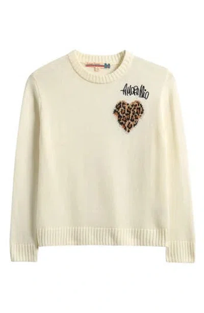 Vintage Havana Kids' Amore Mio Leopard Heart Sweater In White