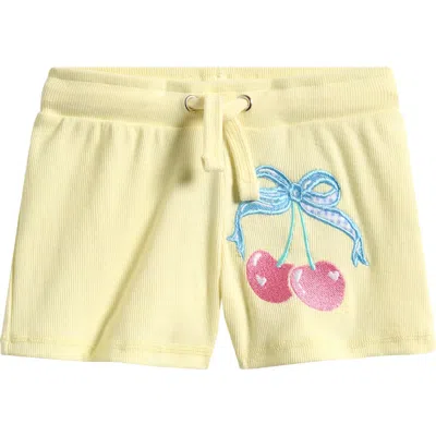 Vintage Havana Kids' Cherry Embroidered Shorts In Yellow