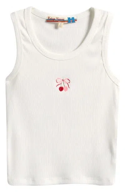 Vintage Havana Kids' Cherry Embroidered Tank Top In Gray