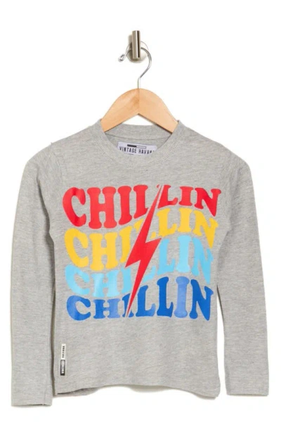 Vintage Havana Kids' Chillin Bolt Long Sleeve T-shirt In Gray