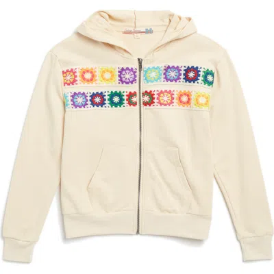 Vintage Havana Kids' Crochet Trim Hoodie In Cream