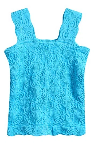 Vintage Havana Kids' Floral Textured Tank Top In Blue