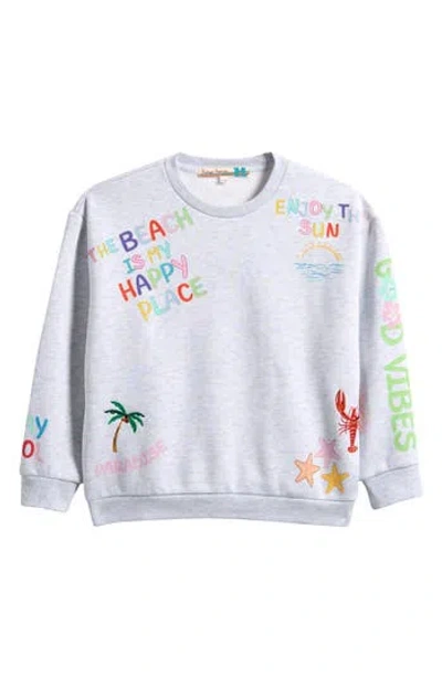 Vintage Havana Kids' Happy Place Crewneck Sweatshirt In Gray