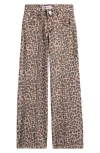 Vintage Havana Kids' Leopard Print Straight Leg Jeans In Brown