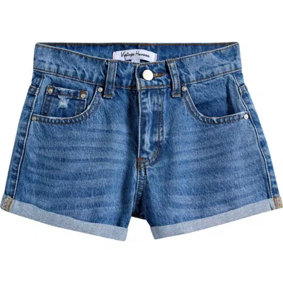 Vintage Havana Kids' Roll Cuff Denim Shorts In Blue