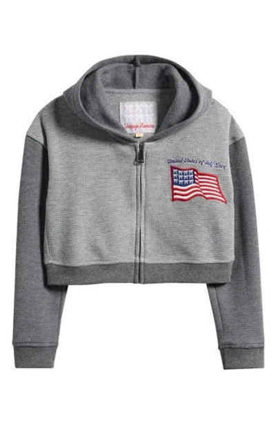 Vintage Havana Kids' Self Love Zip-up Crop Hoodie In Gray