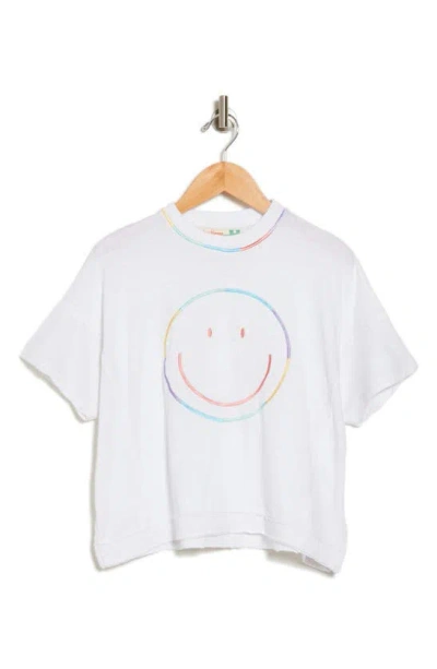 Vintage Havana Kids' Smiley Embroidery T-shirt In White
