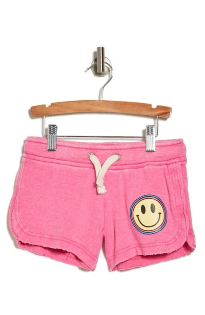 Vintage Havana Kids' Smiley Print Ribbed Pull-on Shorts In Berry