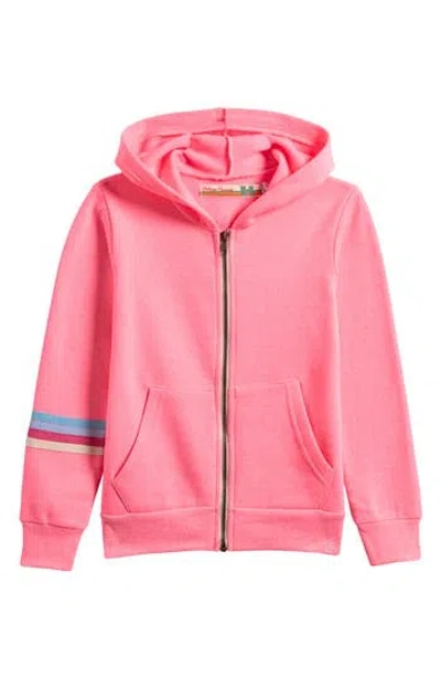 Vintage Havana Kids' Star Stripe Zip-up Hoodie In Neon Pink
