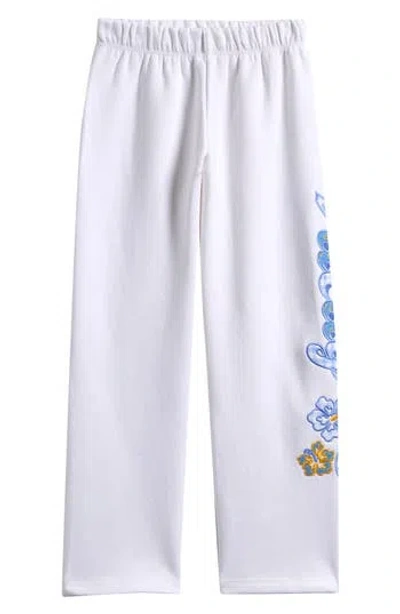 Vintage Havana Kids' Vacay Appliqué Wide Leg Sweatpants In White