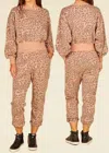 Vintage Havana Leopard Crew Neck Crop Top In Mocha In Multi