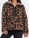 Vintage Havana Leopard Sherpa Pullover In Brown In Brown