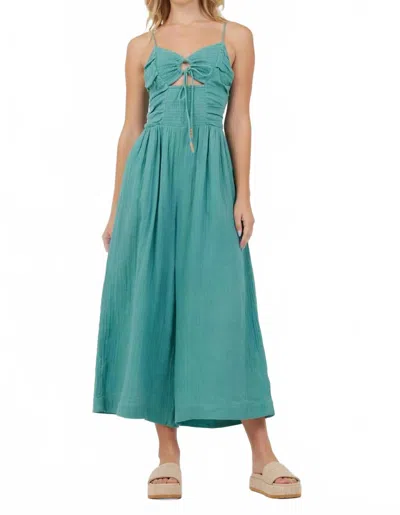 Vintage Havana Lightweight Tie Front Jumpsuit In Green