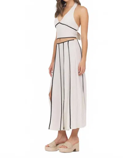 Vintage Havana Linen Blend Halter Top In Earthy Sand In White