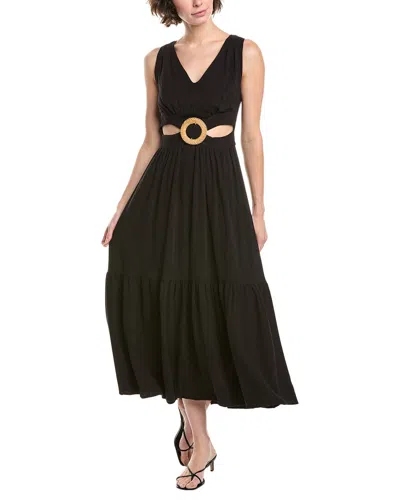 Vintage Havana Linen-blend Maxi Dress In Black