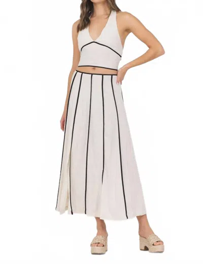 Vintage Havana Linen Blend Maxi Skirt In Earthy Sand In White