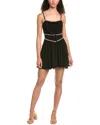 Vintage Havana Linen-blend Mini Dress In Black