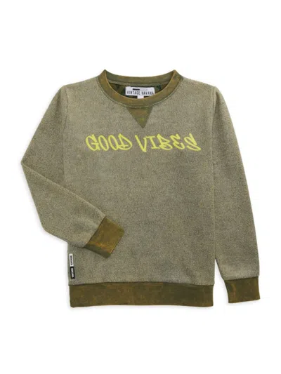 Vintage Havana Kids' Little Boy's Good Vibes Sweatshirt In Olive