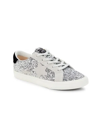 Vintage Havana Kids' Little Girl's Beyond Suede Glitter Sneakers In Silver