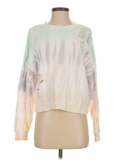 Pre-owned Vintage Havana Long Sleeve Top Ivory Tie-dye Pattern Boatneck Tops In White