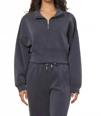 Vintage Havana Luxe Cloud Quarter Zip Sweater In Graphite In Black