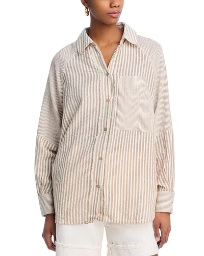 Vintage Havana Mixed Striped Media Shirt In Caramel