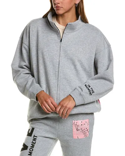 Vintage Havana Mock Neck Zip-up Jacket In Grey