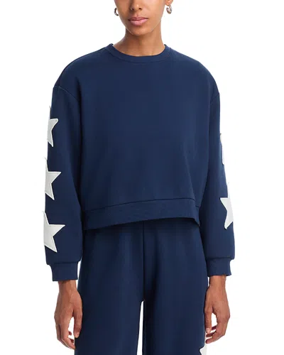 Vintage Havana Moon Grey Reverse Terry Crewneck Sweatshirt In Blue