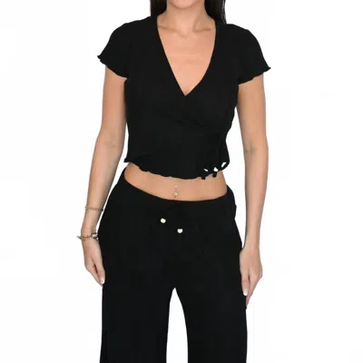 Vintage Havana Novelty Rib Wrap Tee In Black