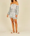 Vintage Havana Off The Shoulder Mixed Dress In Animal Print In Grey