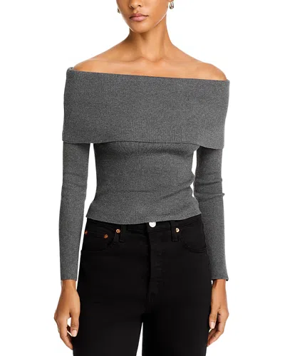 Vintage Havana Off The Shoulder Sweater In Grey