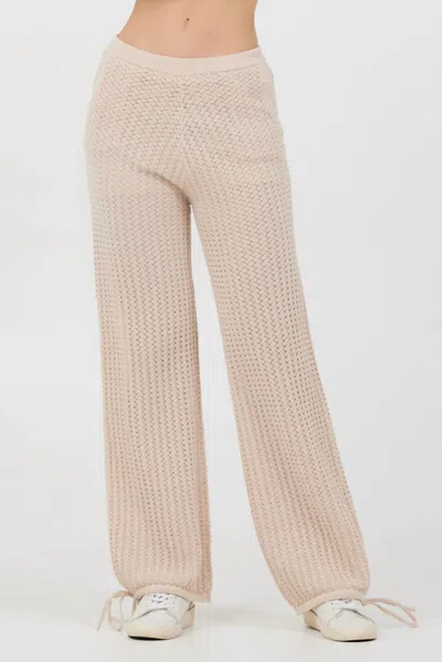 Vintage Havana Open Crochet Tie Pants In Bali Beige In Multi