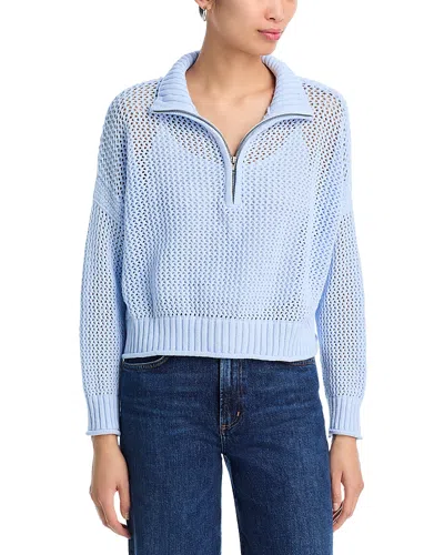 Vintage Havana Open Knit Quarter Knit Sweater In Blue