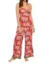 Vintage Havana Palm Island Wide Leg Jumpsuit In Red