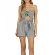 Vintage Havana Paper Bag Chambray Shorts In Blue In Gray