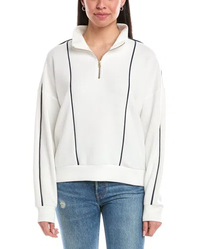 Vintage Havana Piping 1/4-zip Pullover In White