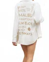 Vintage Havana Printed Washed Button Down Shirt In White In White