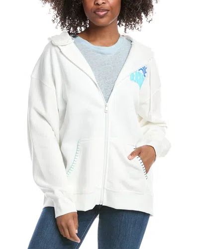 Vintage Havana Puff Print Zip Hoodie In White