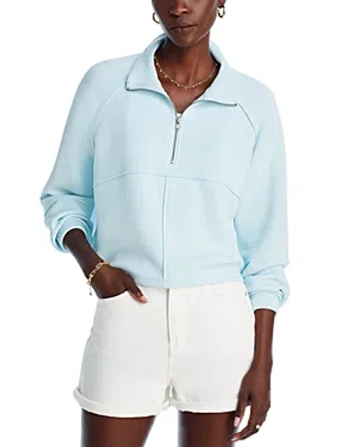 Vintage Havana Quarter Zip Fleece Sweatshirt In Blue