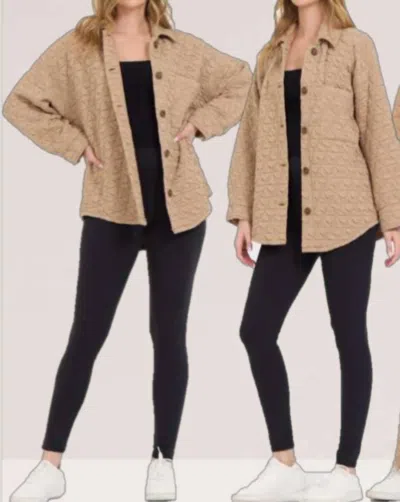 Vintage Havana Quilted Button Up In Caramel In Brown