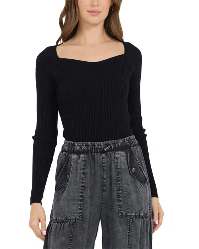 Vintage Havana Rib Knit Top In Black