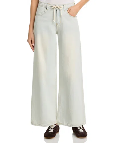 Vintage Havana Salt Wash Stretch Denim Wide Leg Pants In Blue
