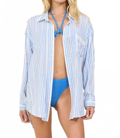 Vintage Havana Sea Salt Stripe Beach Shirt In Blue