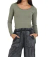 Vintage Havana Seamless Long Sleeve Top In Olive In Green