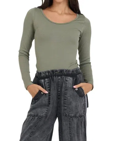Vintage Havana Seamless Long Sleeve Top In Olive In Green